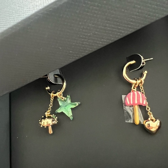 Coach Mismatched Star Heart Dangle Earrings - Picture 3 of 9